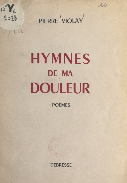 ebook cover of Hymnes de ma douleur, by Pierre Violay