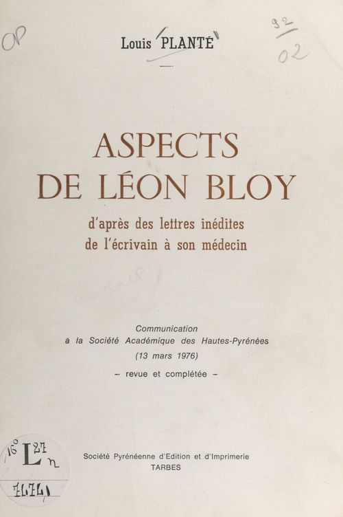 ebook cover of Aspects de Léon Bloy, by Louis Plante