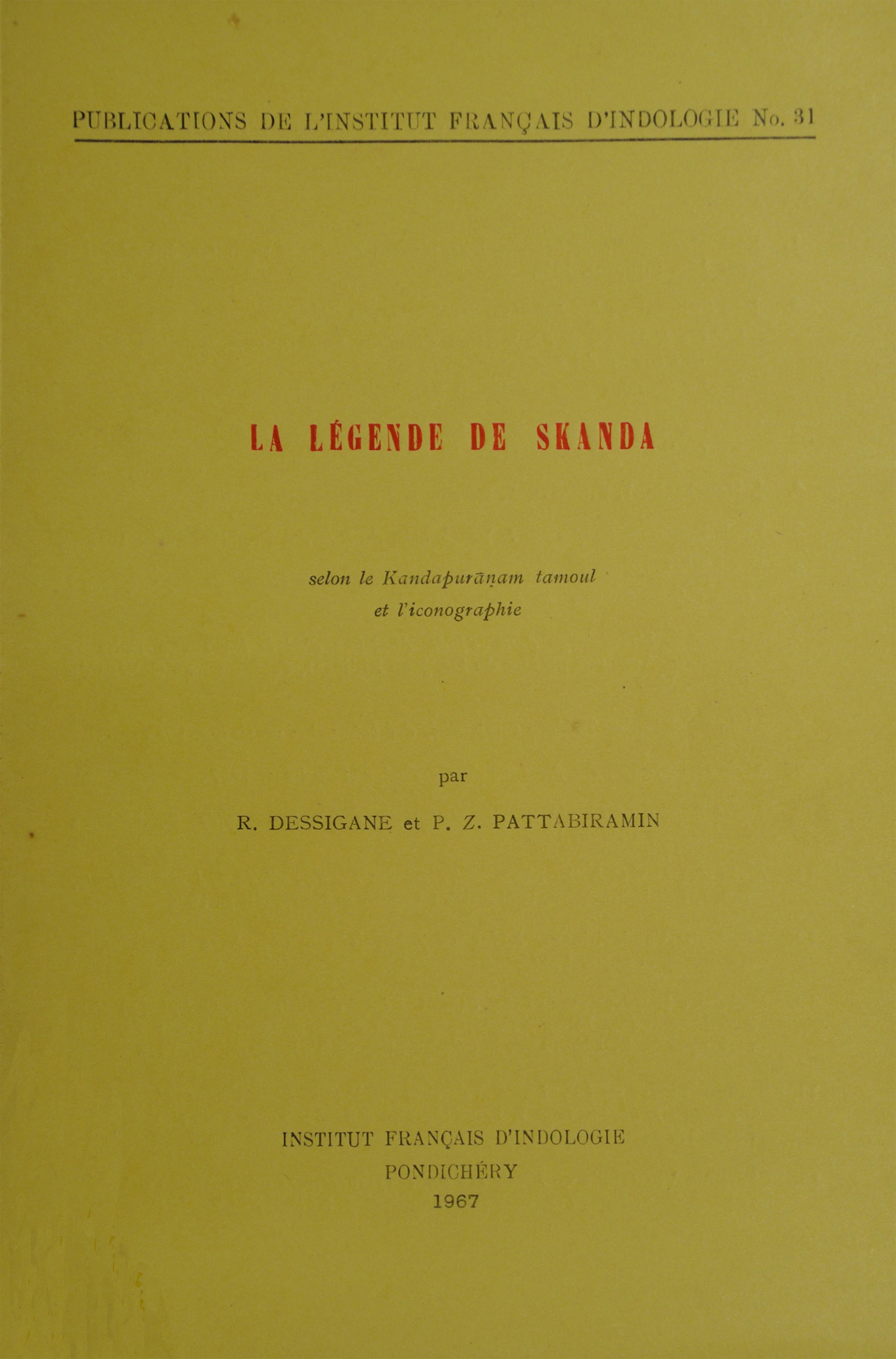 Couverture ebook de La légende de Skanda, de P. Z. Pattabiramin, R. Dessigane