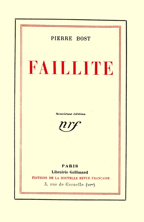 ebook cover of Faillite, by Pierre Bost