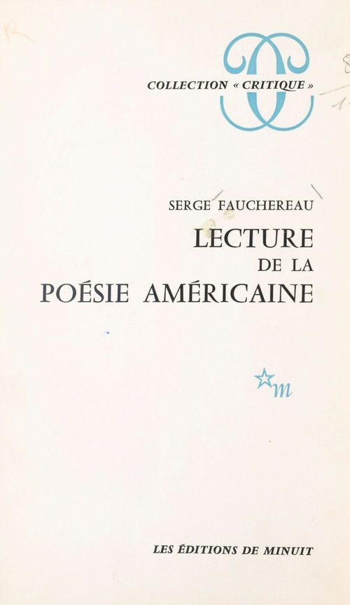 ebook cover of Lecture de la poésie américaine, by Serge Fauchereau