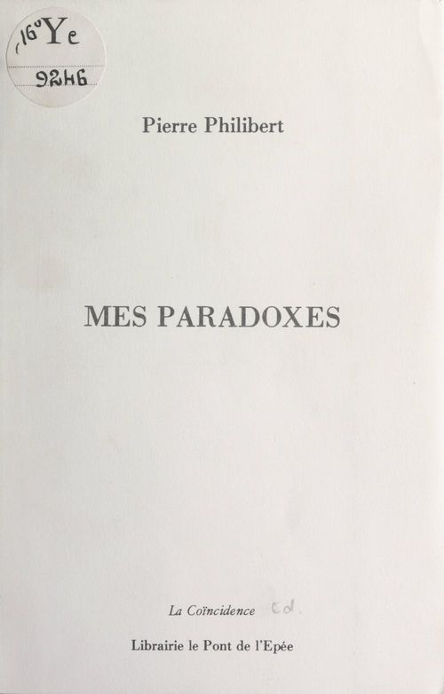 Couverture ebook de Mes paradoxes, de Pierre Philibert