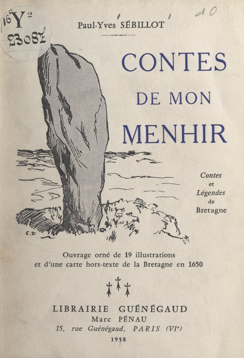 Couverture ebook de Contes de mon menhir, contes et légendes de Bretagne, de Paul-yves Sébillot