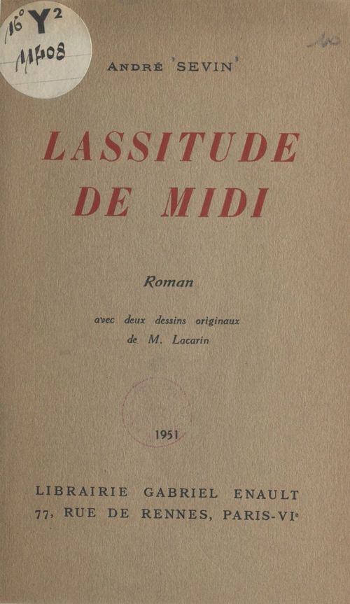 ebook cover of Lassitude de midi, by Andre Sevin