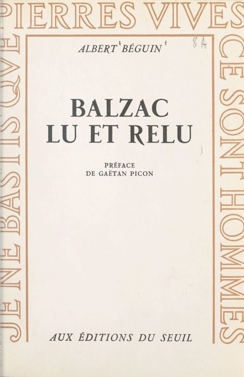 Couverture ebook de Balzac lu et relu, de Albert Béguin