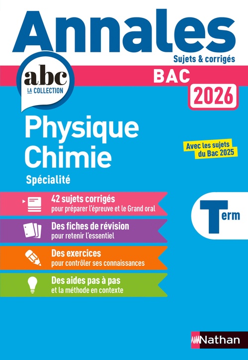 Couverture ebook de Annales Bac Physique Chimie Term. 2026 - Corrigé, de Karine Marteau-Bazouni