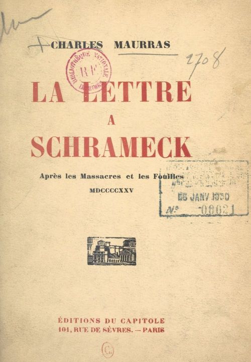 Couverture ebook de La lettre à Schrameck, de Charles Maurras