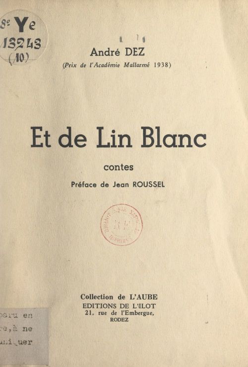 ebook cover of Et de lin blanc, by Andre Dez