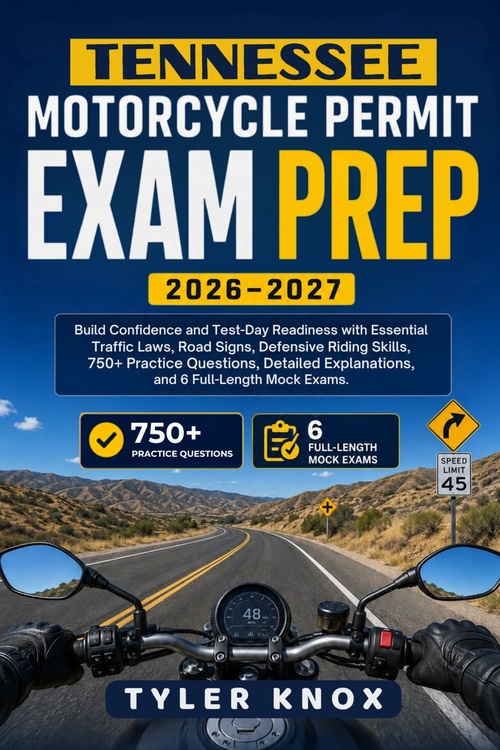 ebook cover of TENNESSEE MOTORCYCLE PERMIT EXAM PREP 2026-2027, by Tyler Knox