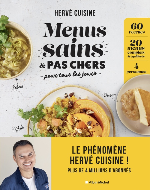 Couverture ebook de Menus sains & pas chers pour tous les jours, de Hervé Cuisine, Isabelle Kanako