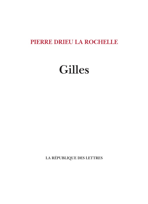 ebook cover of Gilles, by Pierre Drieu la Rochelle