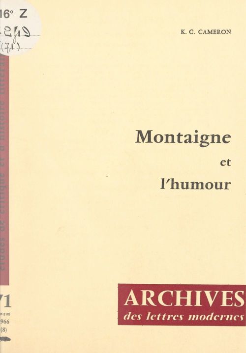 ebook cover of Montaigne et l'humour, by Keith C. Cameron
