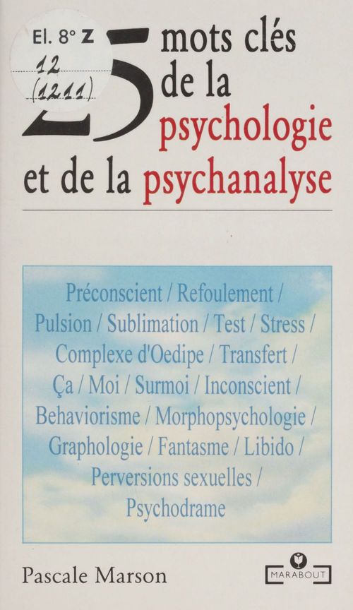 ebook cover of 25 mots clés de la psychologie et de la psychanalyse, by Marson-P