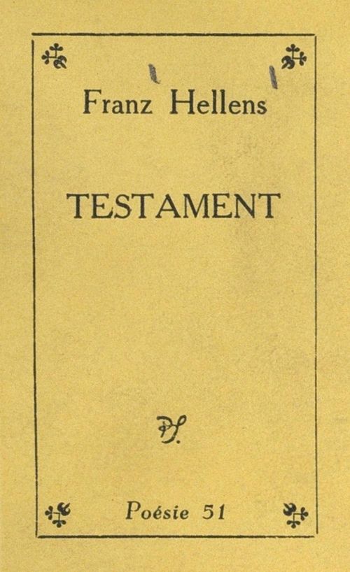 ebook cover of Testament, by Franz Hellens