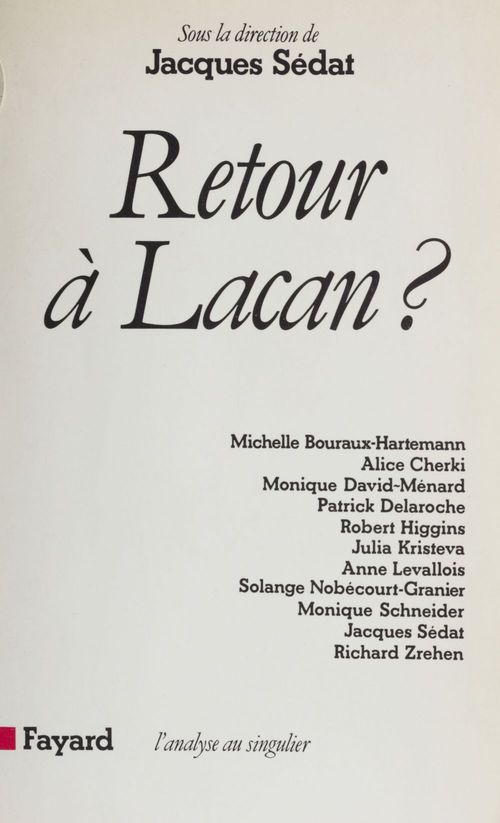 ebook cover of Retour à Lacan ?, by Jacques Sédat