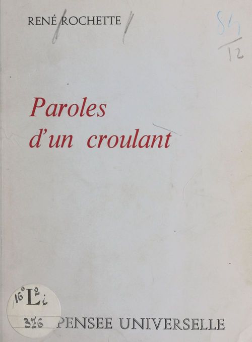 Couverture ebook de Paroles d'un croulant, de Rene Rochette