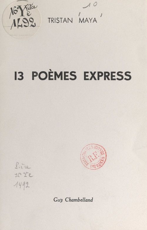 ebook cover of 13 poèmes express, by Tristan Maya