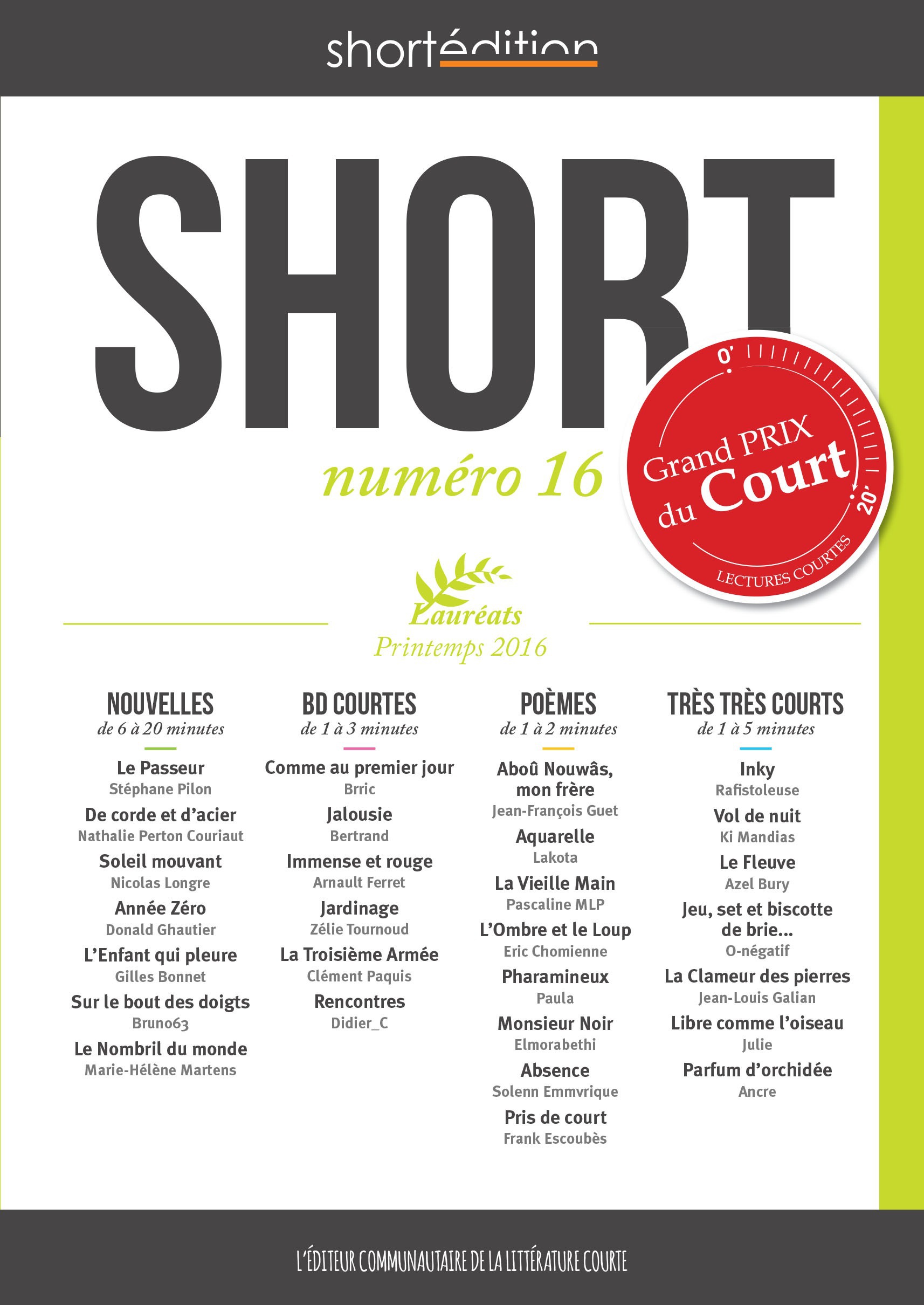 Couverture ebook de SHORT 16, de Collectif