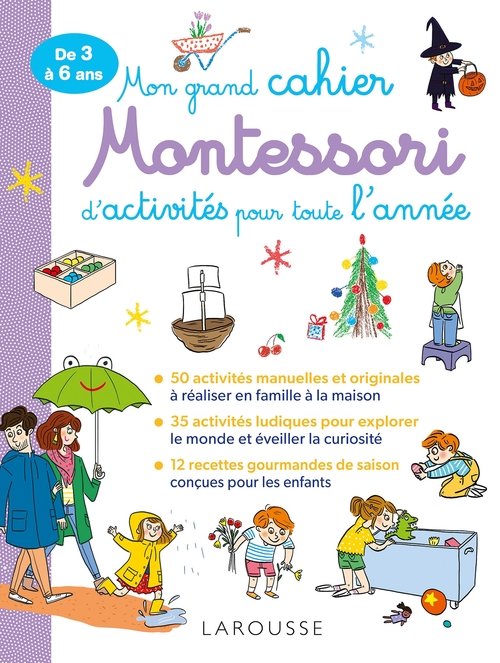 Couverture ebook de Mon grand cahier MONTESSORI d'activités pour toute l'année, de Lucille Hasiak, Marie-Loup Bèrenger