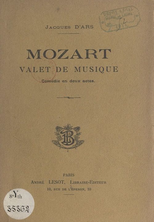 ebook cover of Mozart, valet de musique, by Jacques D'ars