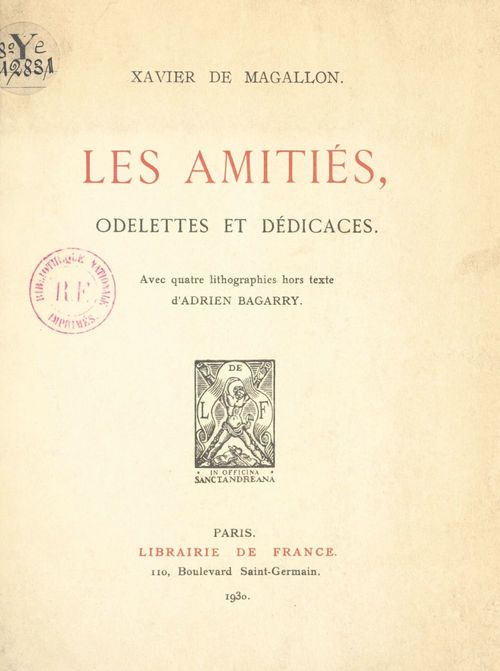 ebook cover of Les amitiés, by Xavier De Magallon