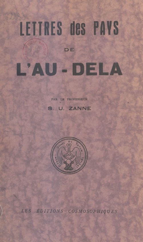 Couverture ebook de Lettres des pays de l'au-delà, de S.U. Zanne