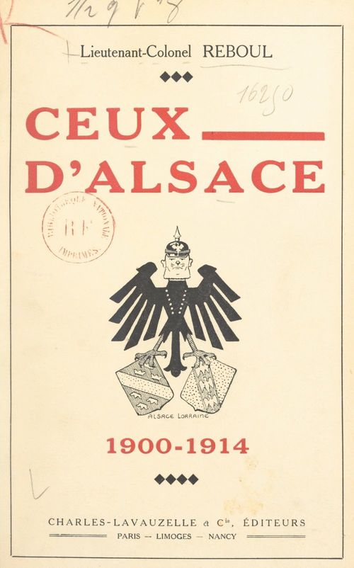 Couverture ebook de Ceux d'Alsace, 1900-1914, de Raoul Reboul