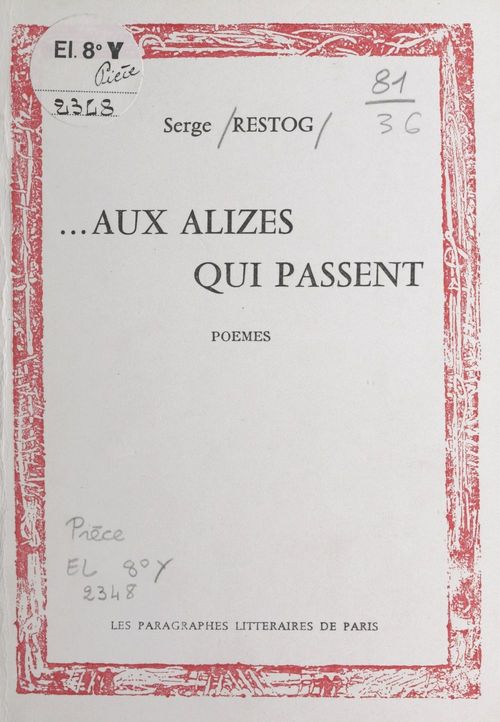 Couverture ebook de Aux alizés qui passent, de Serge Restog