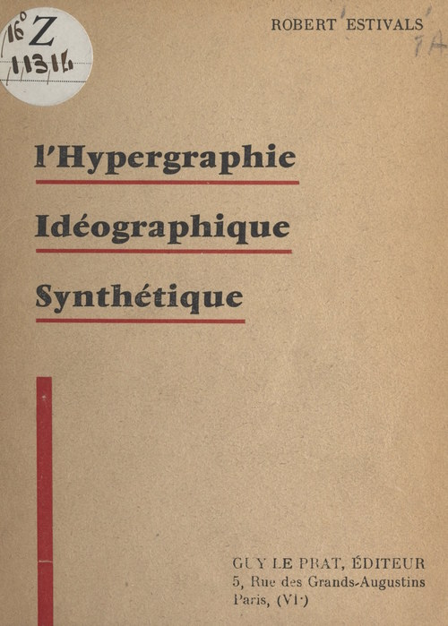 ebook cover of L'hypergraphie idéographique synthétique, by Robert Estivals