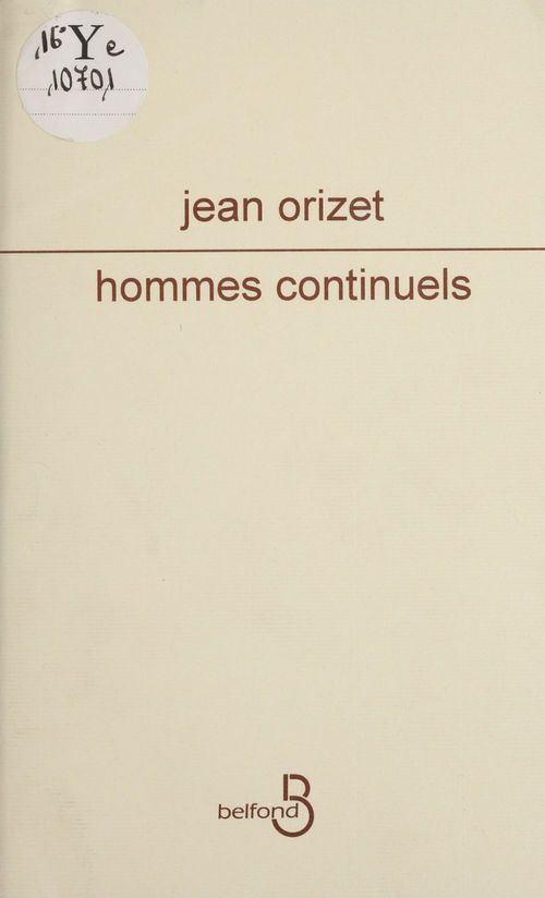 ebook cover of Hommes continuels, by Jean Orizet