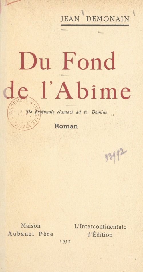 Couverture ebook de Du fond de l'abîme, de Jean Demonain