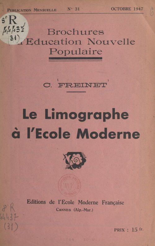 ebook cover of Le limographe à l'école moderne, by Celestin Freinet