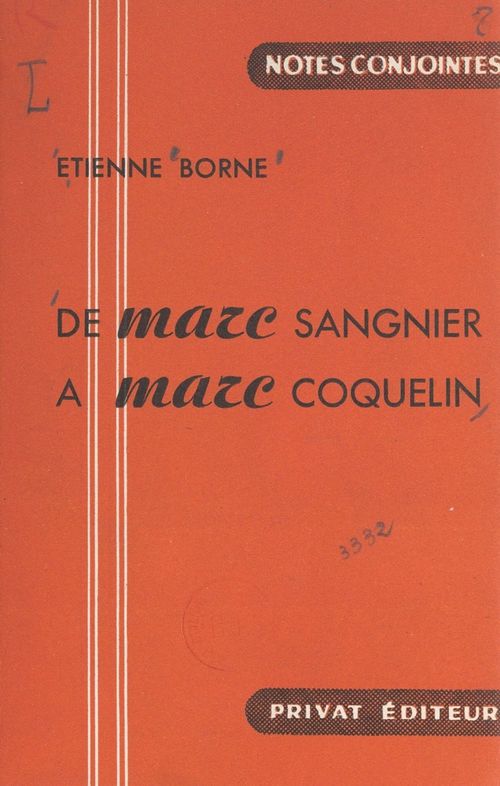 Couverture ebook de De Marc Sangnier à Marc Coquelin, de Etienne Borne