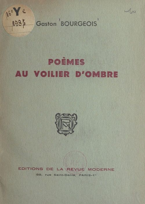 Couverture ebook de Poèmes au voilier d'ombre, de Gaston Bourgeois