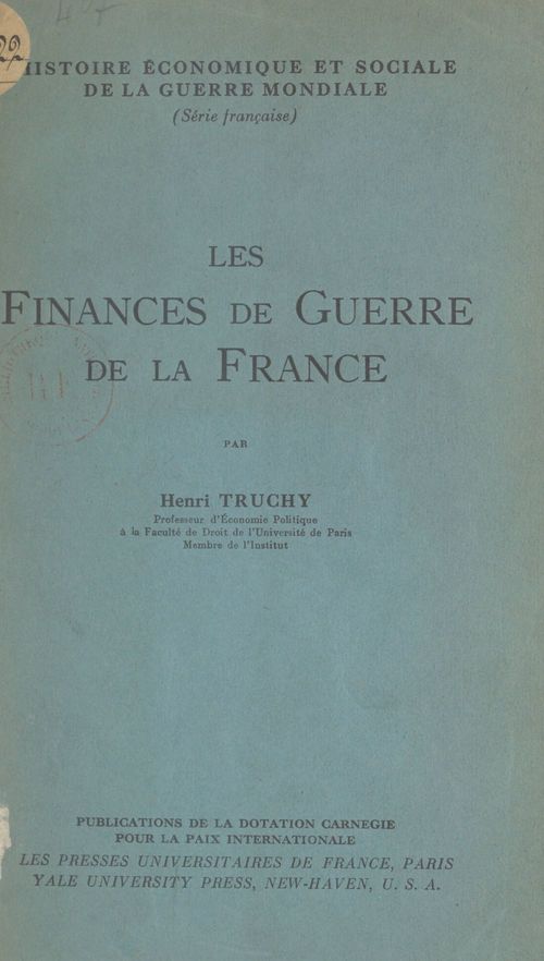 Couverture ebook de Les finances de guerre de la France, de Henri Truchy