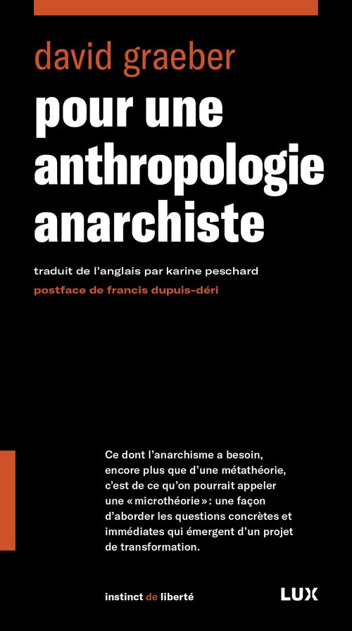 ebook cover of Pour une anthropologie anarchiste, by David Graeber