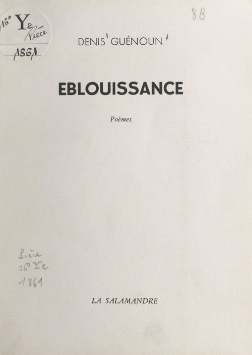Couverture ebook de Éblouissance, de Denis Guenoun