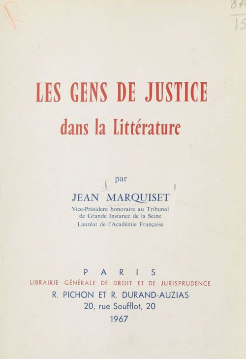 ebook cover of Les gens de justice dans la littérature, by Jean Marquiset