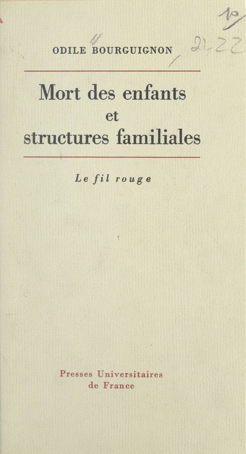 Couverture ebook de Mort des enfants et structures familiales, de Odile Bourguignon