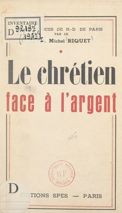 Couverture ebook de Le Chrétien face à l'argent, de Michel Riquet