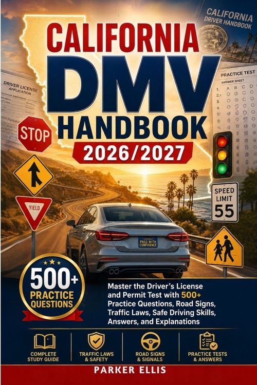 Couverture ebook de CALIFORNIA DMV HANDBOOK 2026/2027, de Parker Ellis