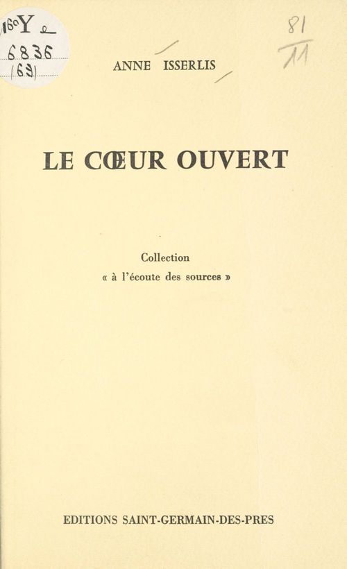 ebook cover of Le Coeur ouvert, by Anne Isserlis