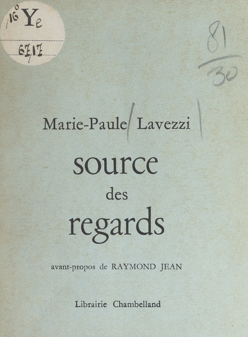 Couverture ebook de Source des regards, de Marie-Paule Lavezzi