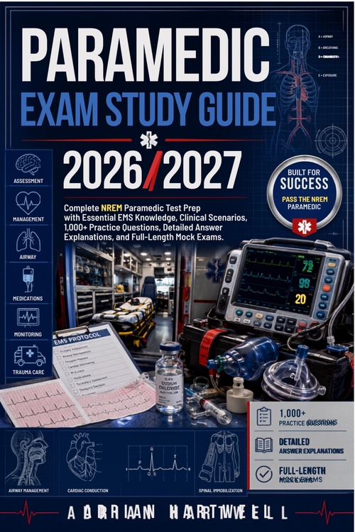 Couverture ebook de PARAMEDIC EXAM STUDY  GUIDE 2026/2027, de Adrian Hartwell