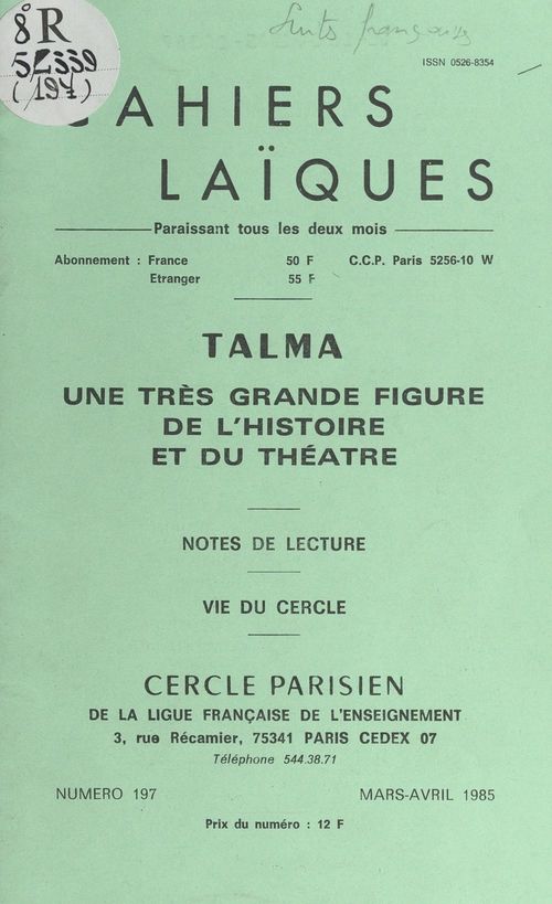 Couverture ebook de Talma : une très grande figure de l'histoire du théâtre, de Robert Vidalin