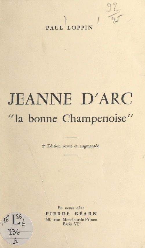 Couverture ebook de Jeanne d'Arc, la bonne Champenoise, de Paul Loppin