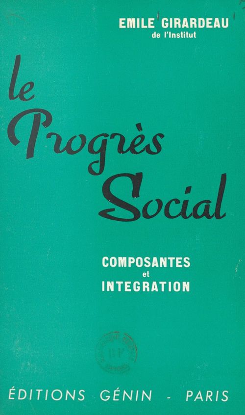 Couverture ebook de Le progrès social, de Emile Girardeau