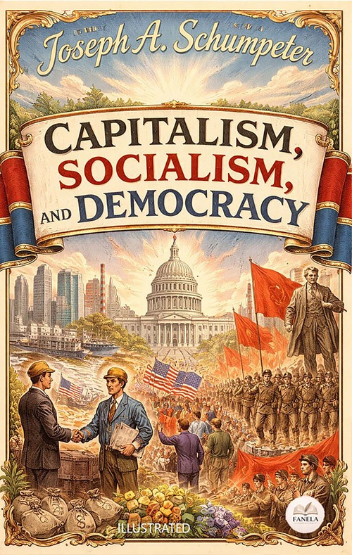ebook cover of Capitalism, Socialism, and Democracy. Illustrated, by Joseph A. Schumpeter