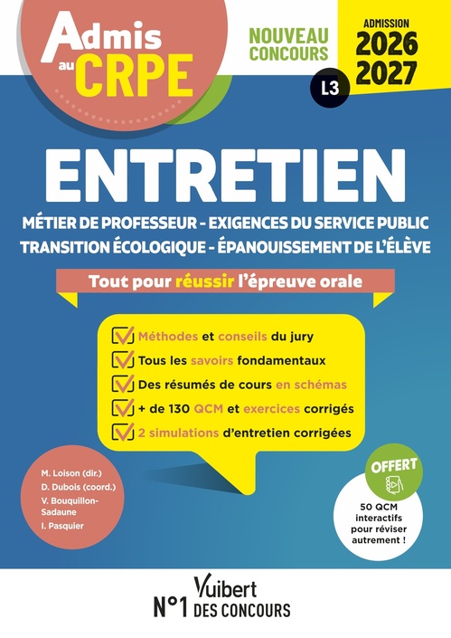 ebook cover of Admis au CRPE 2026-2027 - Epreuve orale d´admission L3 - Entretien, by Marc Loison
