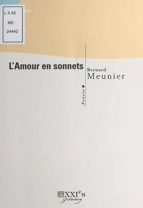 Couverture ebook de L'Amour en sonnets, de Bernard Meunier